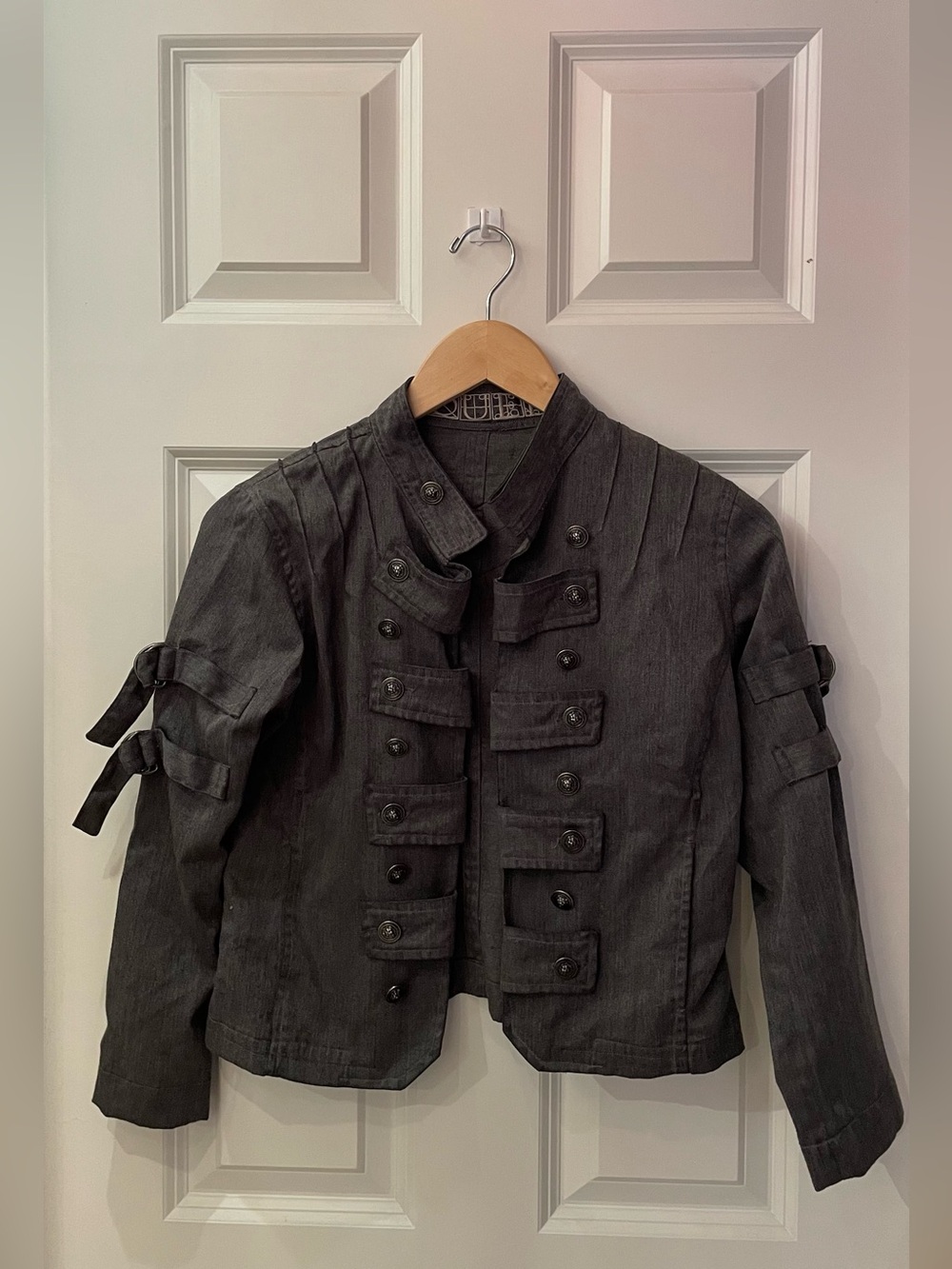 Vintage Gray Pleated Military Vaquero Bolero Jacket - Lion Buttons Medium
